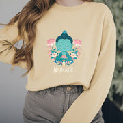 Buddha Stones NAMASTE Cotton Round Neck Fleece Lined Sweatshirt