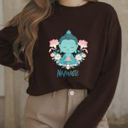 Buddha Stones NAMASTE Buddha Lotus Meditation Fleece Lined Soft Sweatshirt