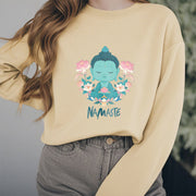 Buddha Stones NAMASTE Cotton Round Neck Fleece Lined Sweatshirt