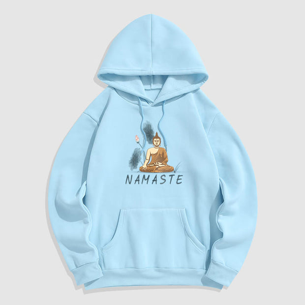 Buddha Stones NAMASTE Meditation Buddha Polyester Hoodie