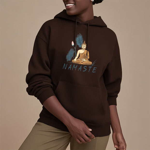 Buddha Stones NAMASTE Meditation Buddha Polyester Hoodie