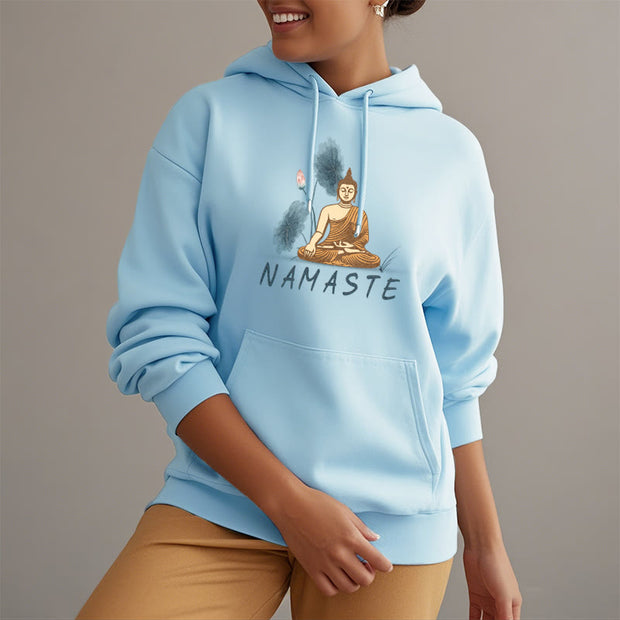 Buddha Stones NAMASTE Meditation Buddha Polyester Hoodie