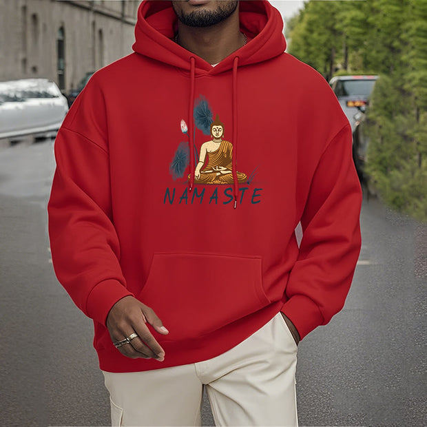 Buddha Stones NAMASTE Meditation Buddha Polyester Fleece Lined Hoodie