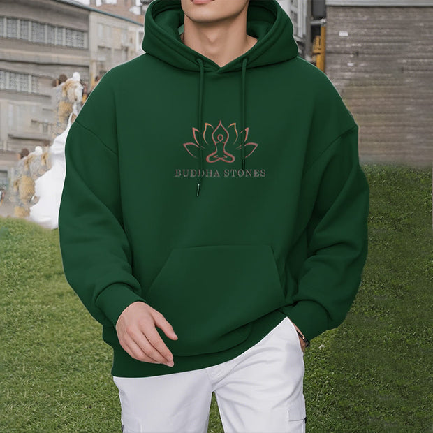 Buddha Stones Lotus Polyester Fleece Lined Hoodie