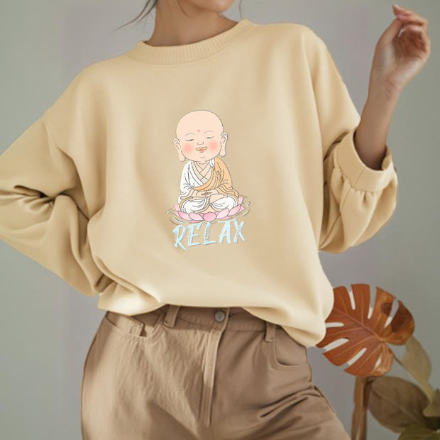 Buddha Stones RELAX Round Neck Fleece Lined Sweatshirt