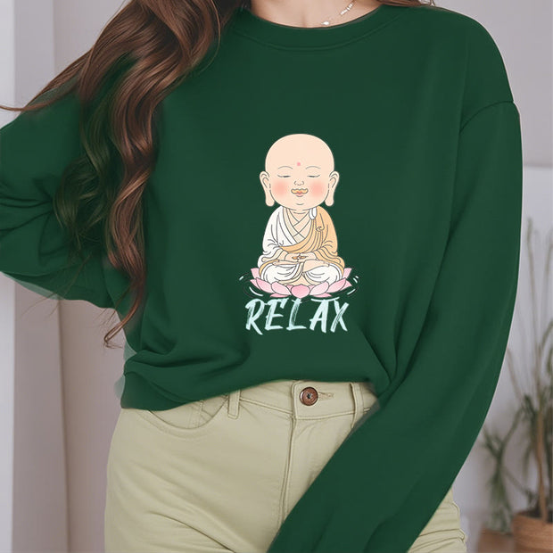 Buddha Stones RELAX Round Neck Fleece Lined Sweatshirt