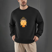 Buddha Stones Yellow Buddha Statue Fleece Lined Polyester Sweatshirt