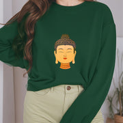 Buddha Stones Yellow Buddha Statue Fleece Lined Polyester Sweatshirt