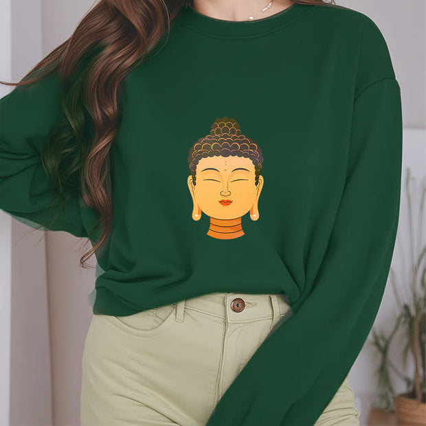 Buddha Stones Blessed Meditation Buddha Fleece Lined Polyester Sweatshirt