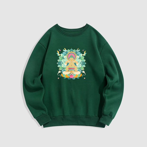 Buddha Stones Cotton Round Neck Fleece Lined Sweatshirt