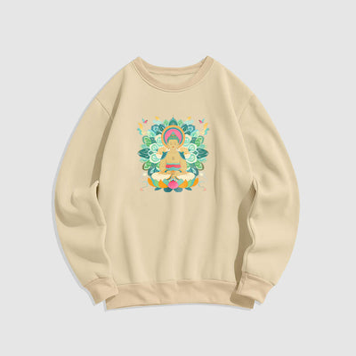 Buddha Stones Cotton Round Neck Fleece Lined Sweatshirt