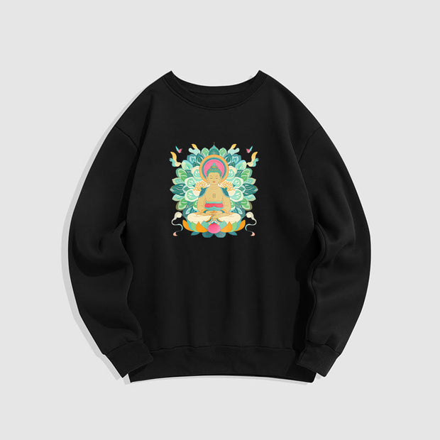 Buddha Stones Butterfly Lotus Buddha-Inspired Fleece Lined Sweatshirt