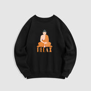 Buddha Stones Cotton RELAX Round Neck Fleece Lined Sweatshirt