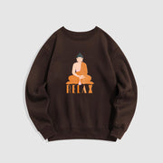 Buddha Stones Cotton RELAX Round Neck Fleece Lined Sweatshirt