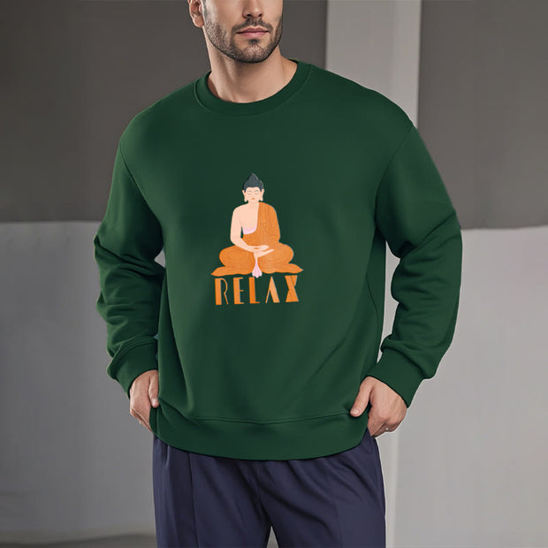 Buddha Stones RELAX Round Neck Fleece Lined Soft Sweatshirt