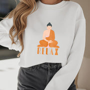 Buddha Stones Cotton RELAX Round Neck Fleece Lined Sweatshirt