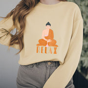 Buddha Stones Cotton RELAX Round Neck Fleece Lined Sweatshirt