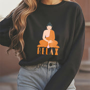 Buddha Stones Cotton RELAX Round Neck Fleece Lined Sweatshirt