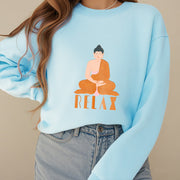 Buddha Stones Cotton RELAX Round Neck Fleece Lined Sweatshirt