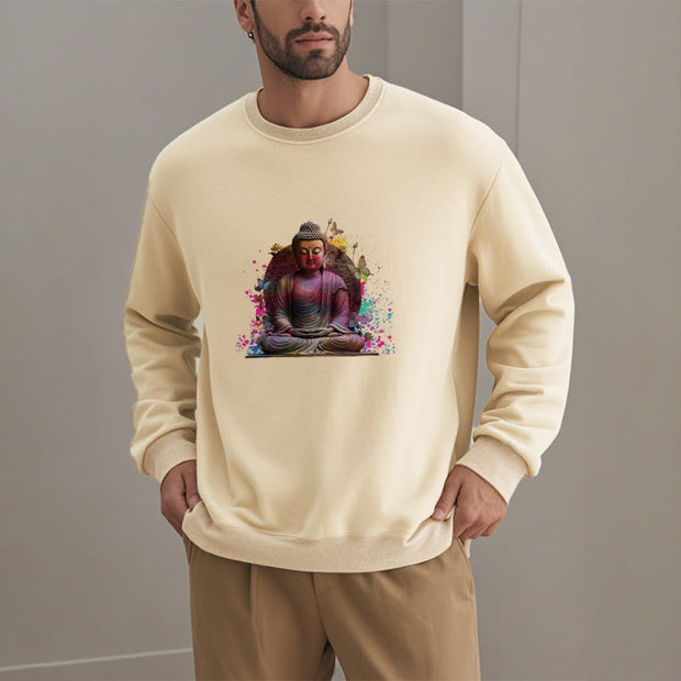 Buddha Stones Sit In Meditation Buddha Fleece Lined Polyester Sweatshirt