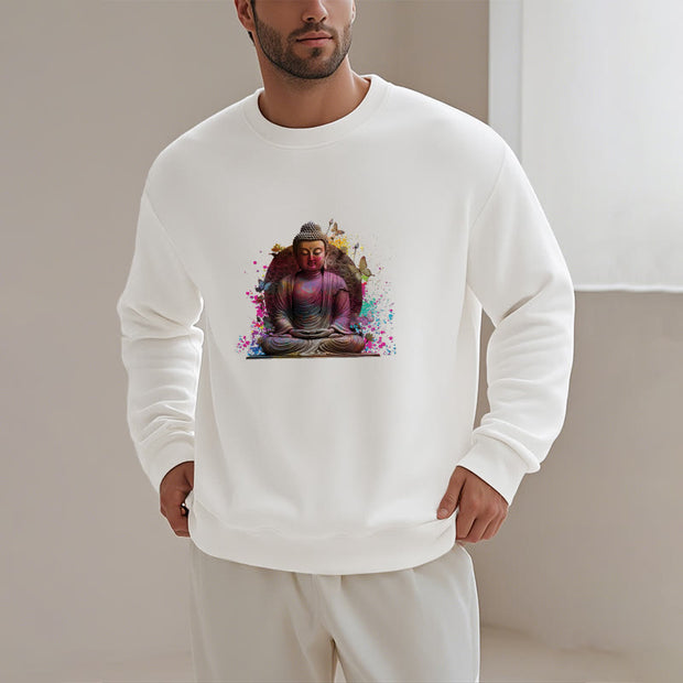 Buddha Stones Sit In Meditation Buddha Fleece Lined Polyester Sweatshirt