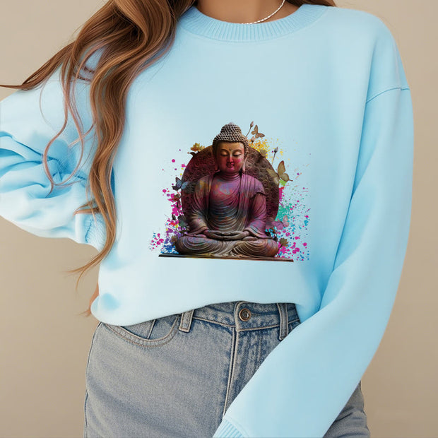 Buddha Stones Sit In Meditation Buddha Fleece Lined Polyester Sweatshirt