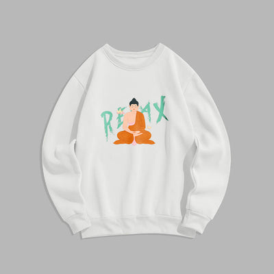 Buddha Stones Cotton RELAX Round Neck Fleece Lined Sweatshirt