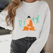 Buddha Stones Cotton RELAX Round Neck Fleece Lined Sweatshirt