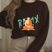 Buddha Stones Cotton RELAX Round Neck Fleece Lined Sweatshirt