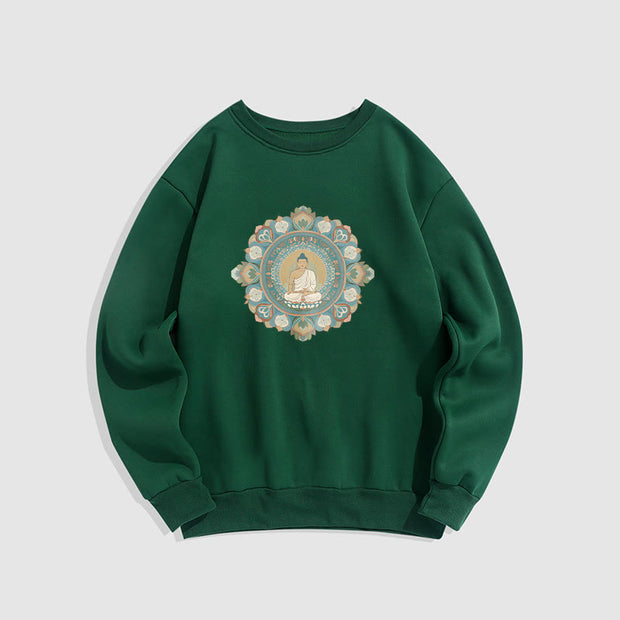 Buddha Stones Cotton Round Neck Fleece Lined Sweatshirt