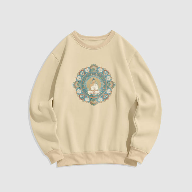 Buddha Stones Cotton Round Neck Fleece Lined Sweatshirt