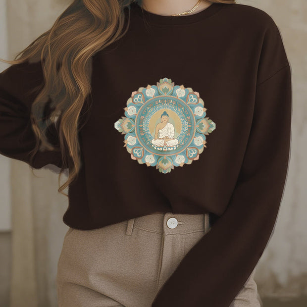 Buddha Stones Mandala Flower Buddha Soft Fleece Lined Sweatshirt