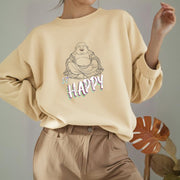 Buddha Stones BE HAPPY Laughing Buddha Fleece Lined Sweatshirt