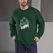 Buddha Stones Cotton HAPPY Round Neck Fleece Lined Sweatshirt