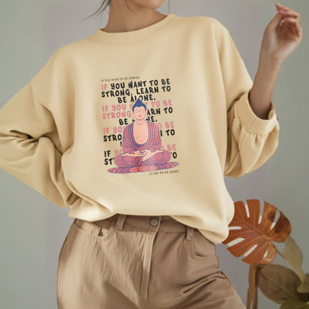 Buddha Stones Cotton Round Neck Fleece Lined Sweatshirt