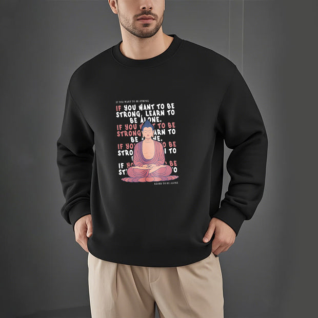 Buddha Stones Cotton Round Neck Fleece Lined Sweatshirt