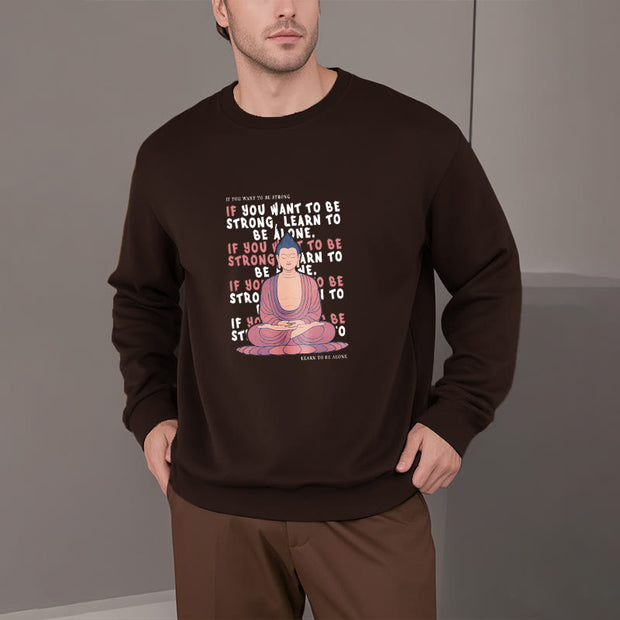 Buddha Stones Cotton Round Neck Fleece Lined Sweatshirt