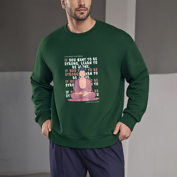 Buddha Stones Cotton Round Neck Fleece Lined Sweatshirt