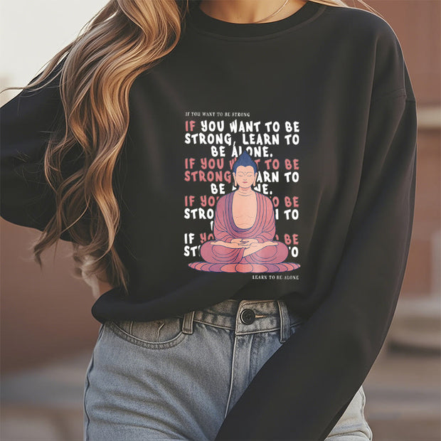 Buddha Stones Cotton Round Neck Fleece Lined Sweatshirt