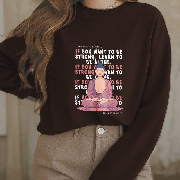 Buddha Stones Cotton Round Neck Fleece Lined Sweatshirt