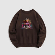 Buddha Stones Colorful Meditation Buddha Statue Fleece Lined Polyester Sweatshirt