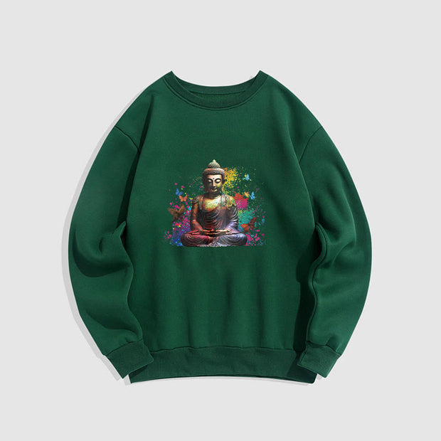 Buddha Stones Sit In Meditation Buddha Fleece Lined Polyester Sweatshirt