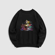 Buddha Stones Colorful Butterfly Flying Meditation Buddha Fleece Lined Polyester Sweatshirt