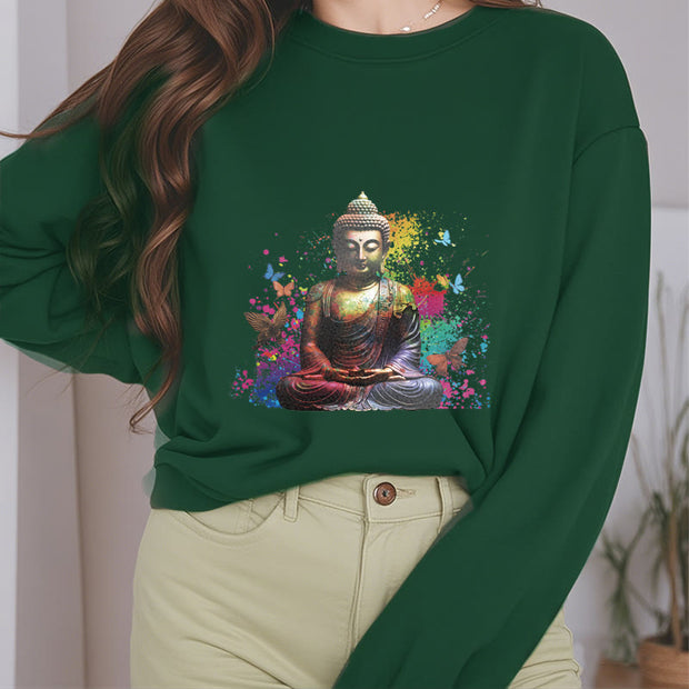 Buddha Stones Sit In Meditation Buddha Fleece Lined Polyester Sweatshirt