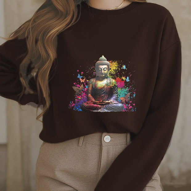 Buddha Stones Sit In Meditation Buddha Fleece Lined Polyester Sweatshirt