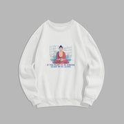 Buddha Stones LEARN TO BE ALONE Round Neck Fleece Lined Sweatshirt Sweatshirt BS White XXL