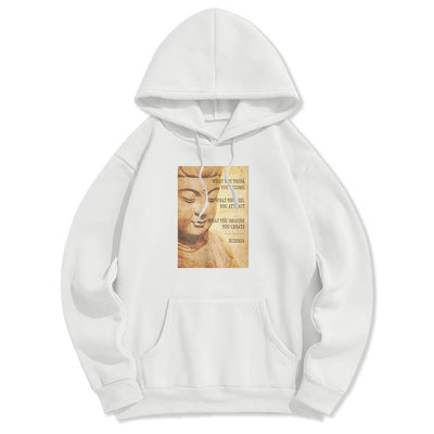 Buddha Stones WHAT YOU THINK YOU BECOME Fleece Lined Polyester Fleece Lined Hoodie Hoodie BS White 2XL