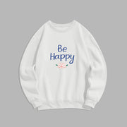 Buddha Stones BE HAPPY Lotus Soft Fleece Lined Sweatshirt Sweatshirt BS White XXL