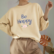 Buddha Stones BE HAPPY Lotus Soft Fleece Lined Sweatshirt Sweatshirt BS 19