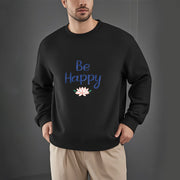 Buddha Stones BE HAPPY Lotus Soft Fleece Lined Sweatshirt Sweatshirt BS 16